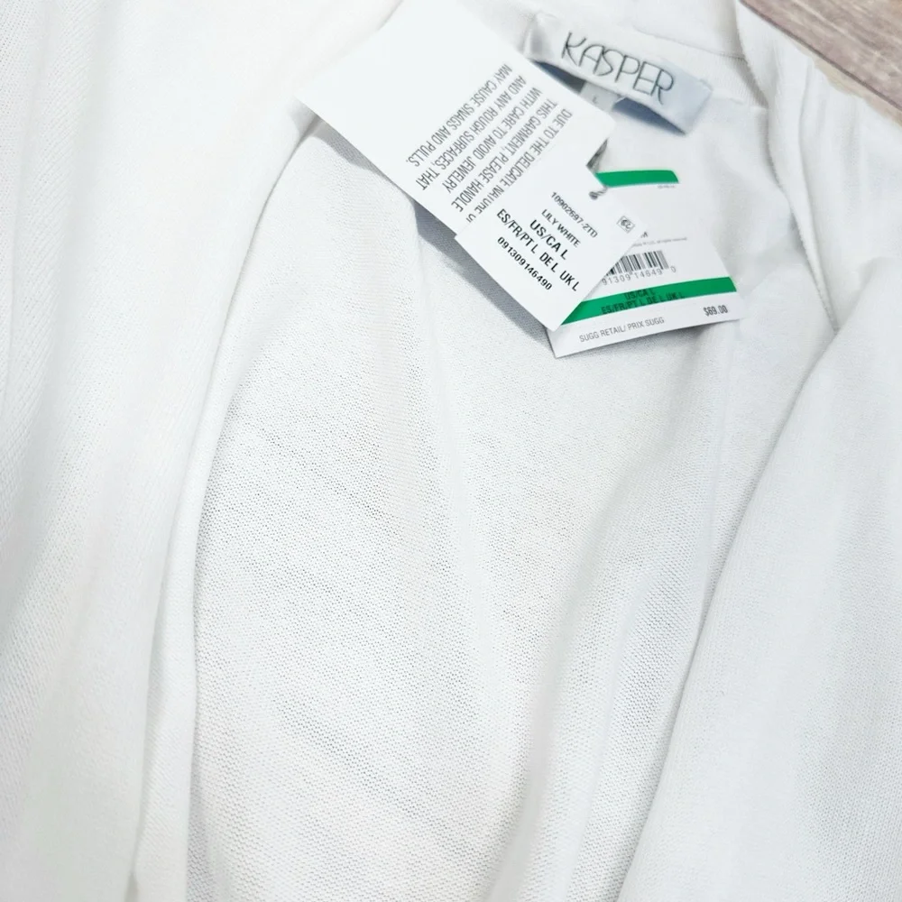 Kasper Womens Lurex Self Edge A-Line Modest Cardigan Lily White Size L - Picture 4 of 5